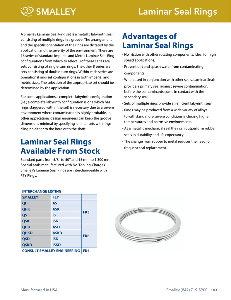 THN  Fey laminar rings, sealing rings, retaining rings