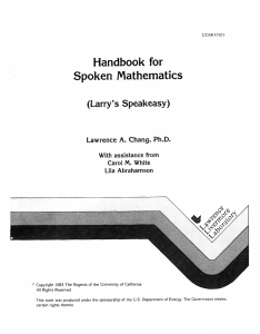 Handbook for Spoken Mathematics