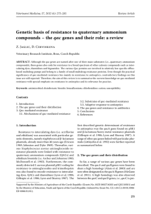 Genetic basis of resistance to quaternary ammonium compounds