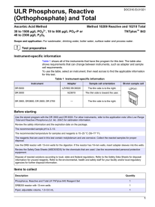 ULR Phosphorus, Reactive (Orthophosphate) and Total