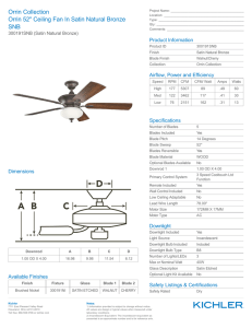 Orrin Collection Orrin 52" Ceiling Fan In Satin Natural Bronze SNB