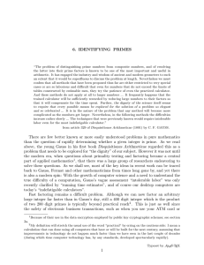 6. IDENTIFYING PRIMES There are few better known or more easily