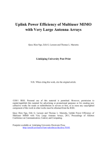 Uplink Power Efficiency of Multiuser MIMO with Very Large Antenna