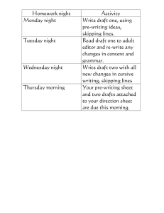 Homework night Activity Monday night Write draft one, using pre