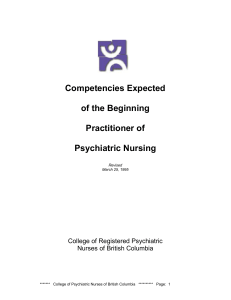 Competencies Expected of the Beginning Practitioner of