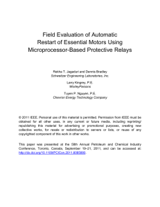 Field Evaluation of Automatic Restart of Essential Motors Using