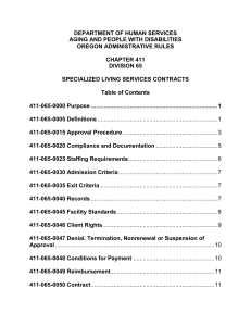 SPECIALIZED LIVING SERVICES CONTRACTS