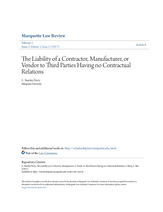 The Liability of a Contractor, Manufacturer, or Vendor to Third