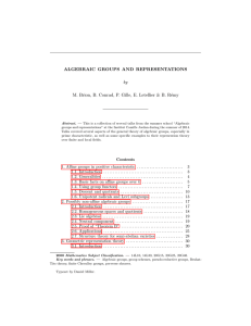 ALGEBRAIC GROUPS AND REPRESENTATIONS by M. Brion, B