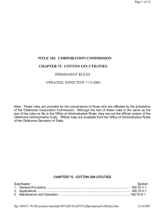Cotton Gin Rules - Oklahoma Corporation Commission