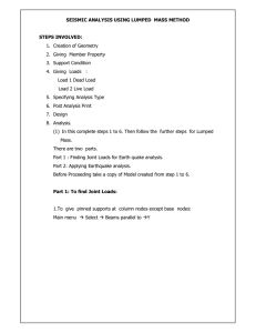 SEISMIC ANALYSIS USING LUMPED MASS METHOD STEPS INVOLVED: 1