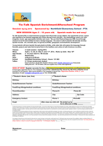 Tic-Talk Spanish Enrichment/Afterschool Program Session: Spring