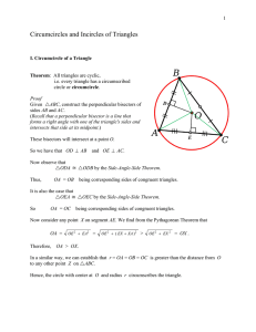 Circumcircles and Incircles of Triangles