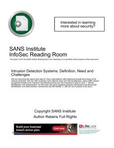 Intrusion Detection Systems: Definition, Need and Challenges