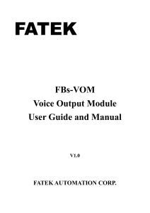 FBs-VOM Voice Output Module User Guide and Manual