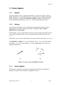 1.1 Vector Algebra