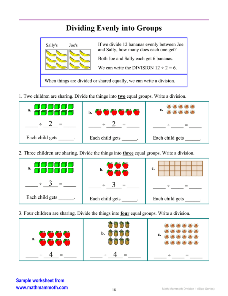 Dividing Evenly Into Groups