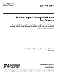 Rear-End Impact Testing With Human Test Subjects