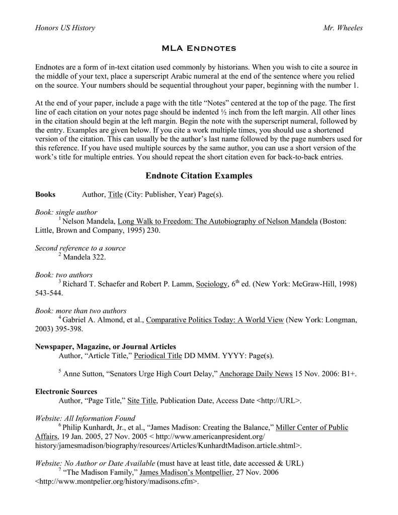 endnote citation style examples