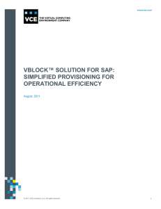 Vblock™ Solution for SAP: Simplified Provisioning for
