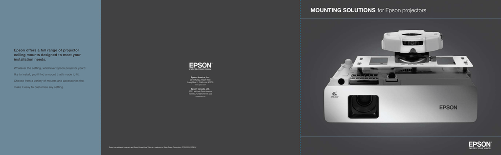 Epson Projector Mount Brochure - Epson Projector Ceiling Mount Setting