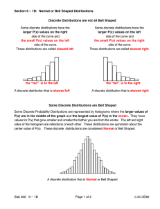 Normal or Bell Shaped Distributions