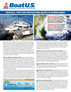 BoatU.S. tipS For protecting BoatS in HUrricaneS