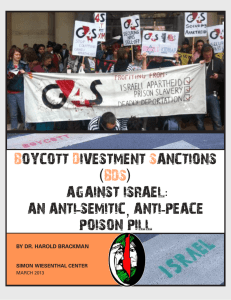 Boycott, Divestment, Sanctions (BDS) Against Israel: An Anti