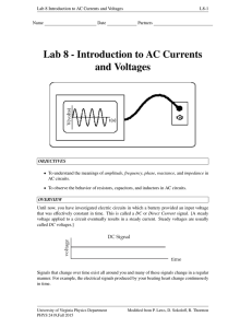 Lab 8 - Introduction to AC Currents and Voltages