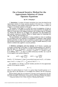 On a General Iterative Method for the Approximate Solution of Linear