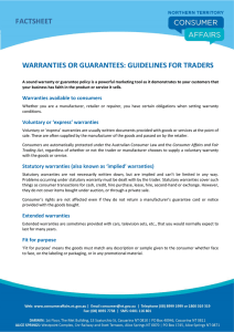 factsheet warranties or guarantees: guidelines for traders