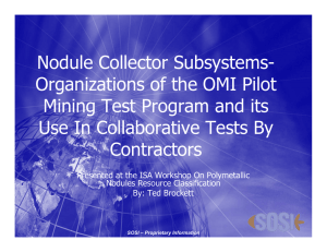 Nodule Collector Subsystems- Organizations of the OMI Pilot Mining