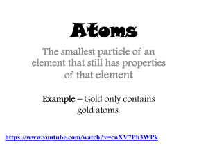 The smallest particle of an element that still has properties of that