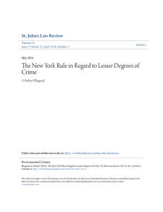 The New York Rule in Regard to Lesser Degrees of Crime