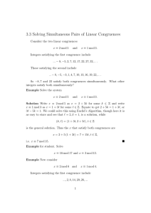 3.3 Solving Simultaneous Pairs of Linear Congruences
