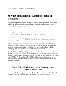 Solving Simultaneous Equations on a TI Calculator