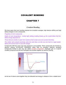 Chapter 7 Covalent Bonds
