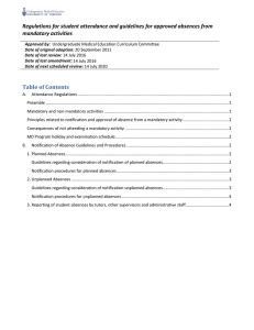 Regulations for Student Attendance and Guidelines