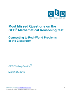 Most Missed Questions on the GED Mathematical Reasoning test