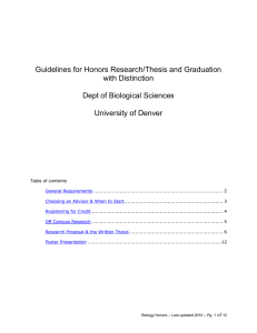 Guidelines for Honors Research/Thesis and Graduation with