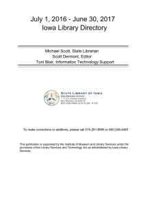 July 1, 2016 - June 30, 2017 Iowa Library Directory