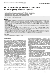 Occupational injury rates in personnel of emergency medical services