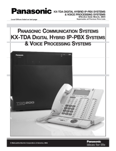 Panasonic KX-TDA Specifications