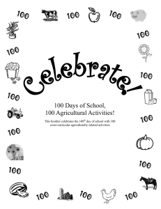100 Days of School, 100 Agricultural Activities!