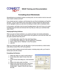 NDUS Training and Documentation Formatting Excel Worksheets