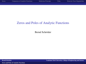 Zeros and Poles of Analytic Functions