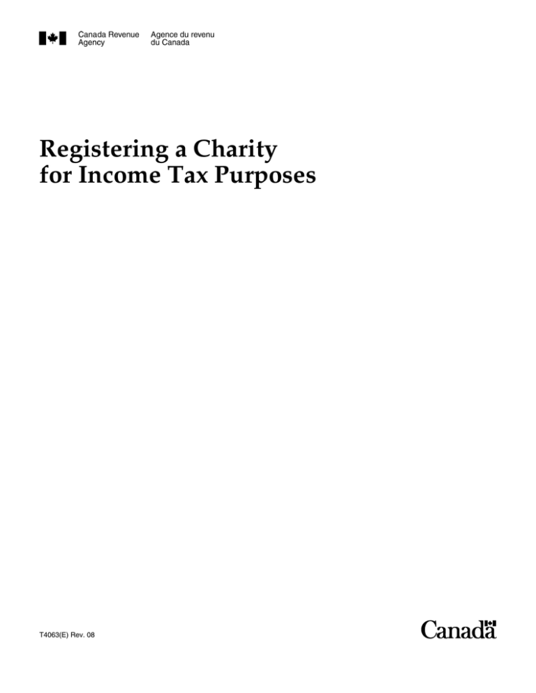 Registering A Charity For Income Tax Purposes