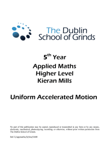 Uniform Accelerated Motion - The Dublin School of Grinds