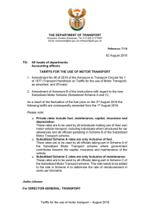 Tariffs for the use of motor transport – August 2016 THE