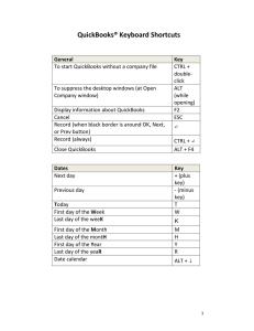 QuickBooks® Keyboard Shortcuts